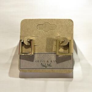 Gold Square Huggie Earrings